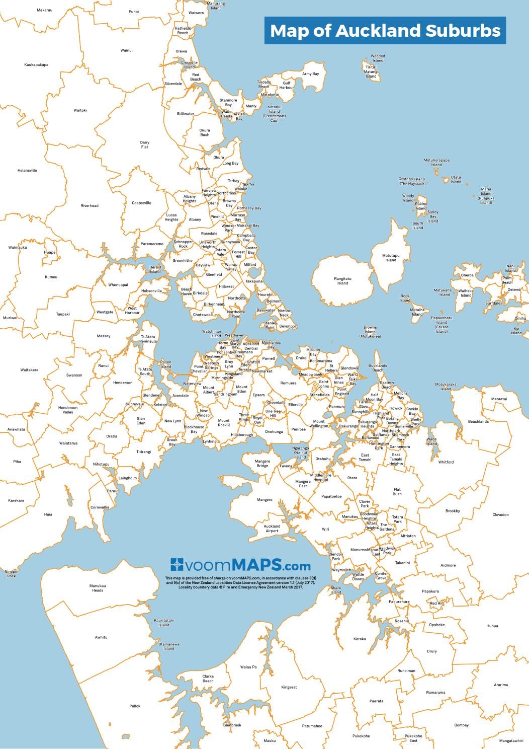 ਨਕਸ਼ਾ Auckland ਦੇ ਉਪਨਗਰ