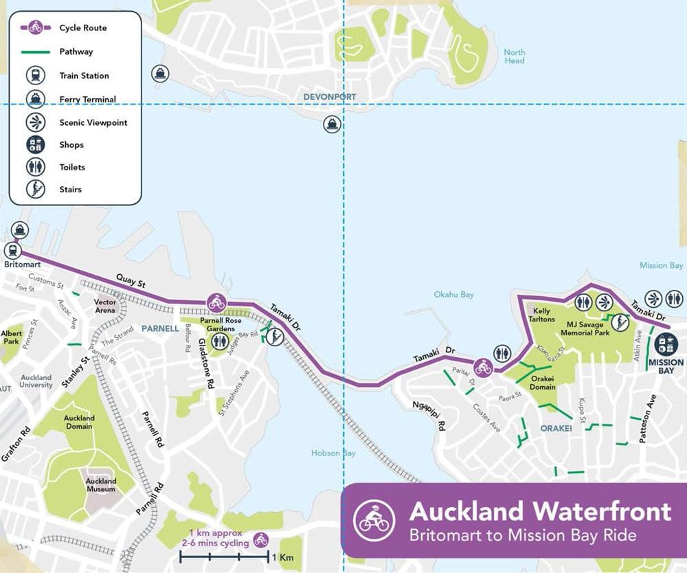 ਗੁਲਾਬੀ cycleway Auckland ਨਕਸ਼ਾ