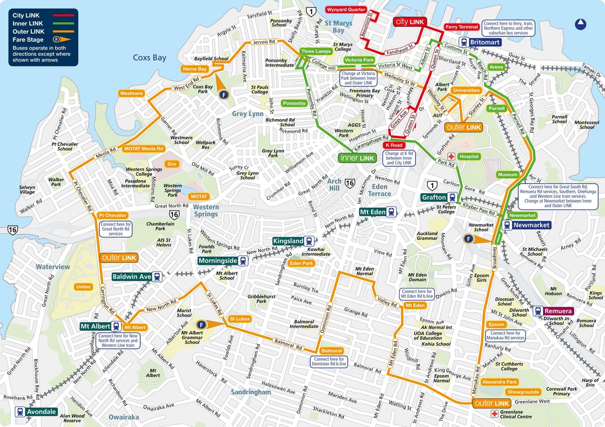 Auckland ਬੱਸ ਰਸਤਾ ਦਾ ਨਕਸ਼ਾ
