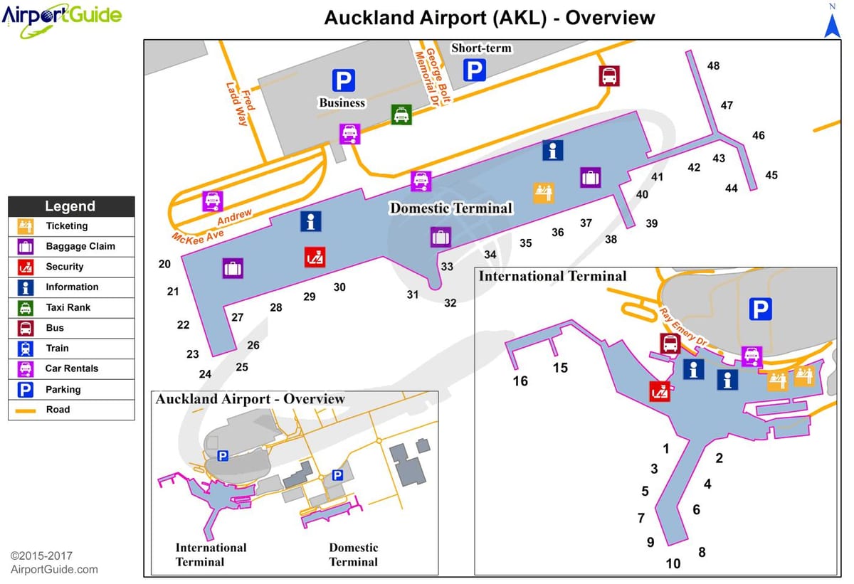 ਨਕਸ਼ਾ Auckland ਦੇ ਹਵਾਈ ਅੱਡੇ