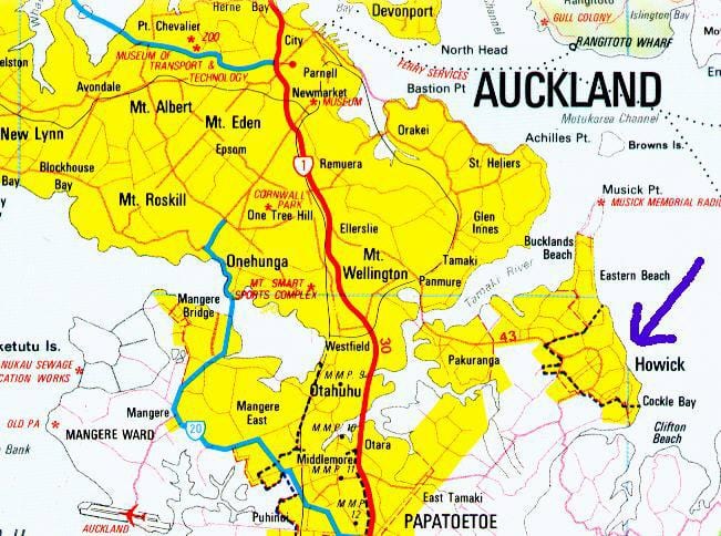 ਨਕਸ਼ਾ ਦੇ Howick Auckland