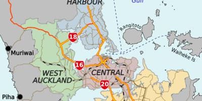ਨਕਸ਼ਾ Auckland ਦੇ ਜ਼ਿਲ੍ਹੇ