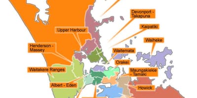 Auckland ਪ੍ਰੀਸ਼ਦ ਚੌਕੇ ਨਕਸ਼ਾ